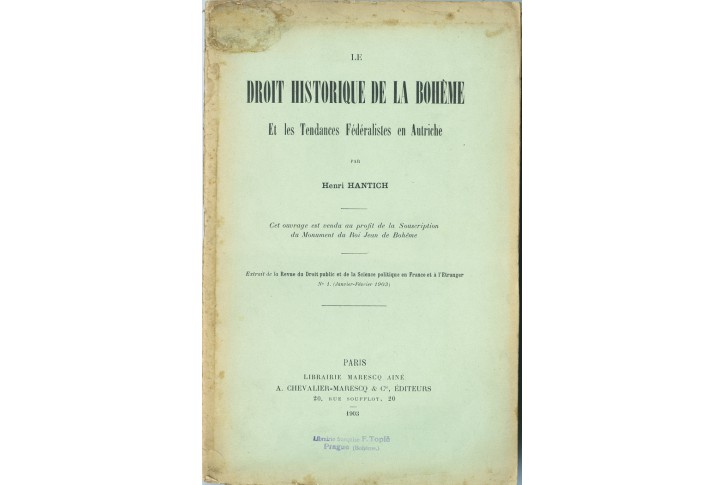 Hantich : Le droit historique de la Bohême, 1903