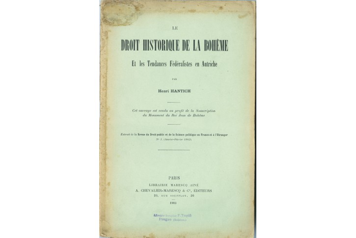 Hantich : Le droit historique de la Bohême, 1903