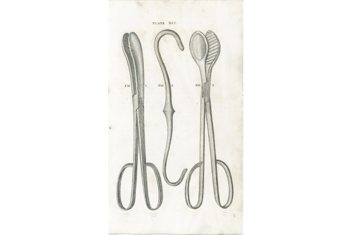 Chirurgie nástroje I . , Bell,  mědiryt, 1786