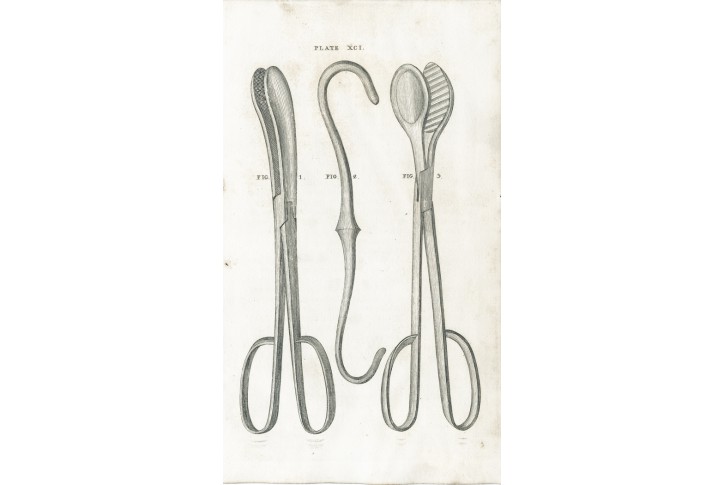 Chirurgie nástroje I . , Bell,  mědiryt, 1786