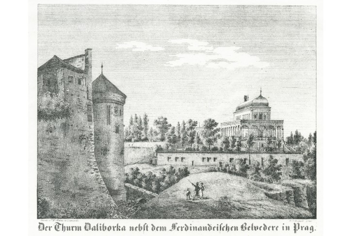 Praha Daliborka Belveder, Medau, litogr., (1840)