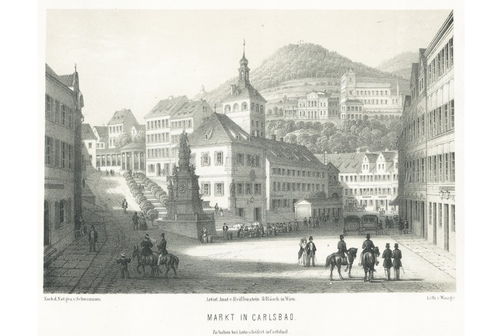 Karlovy Vary , Seifert, litografie,  1860