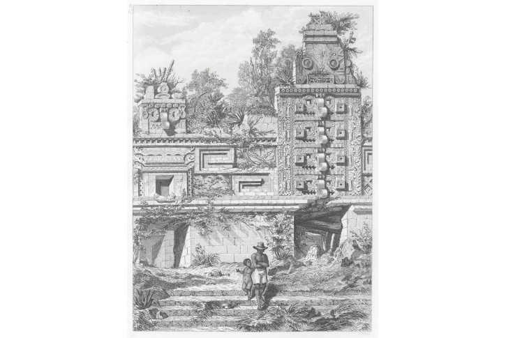 Mexiko Uxmal, Menzel, oceloryt, 1857