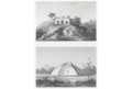 Mexiko pyramidy,  Menzel, oceloryt, 1857