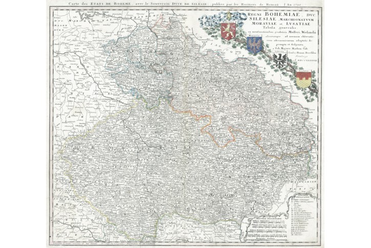 Homann Erben : Regni Bohemiae, kol. mědiryt, 1747