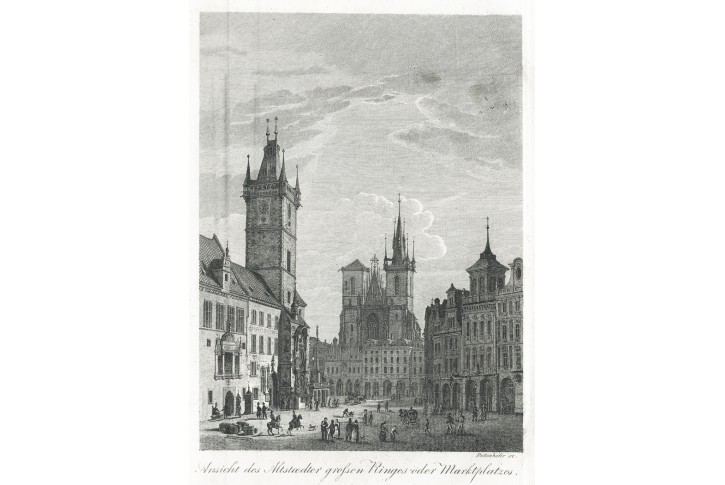 Praha Staroměstské , Schottky, mědiryt, 1832