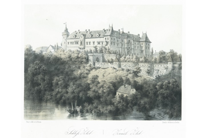 Žleby, Haun, litografie, 1860