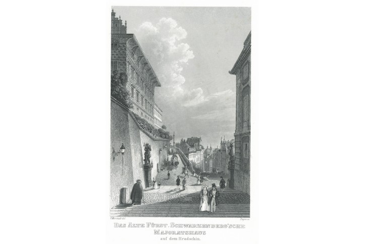 Praha Nerudova ul., Morstadt, oceloryt, (1850)