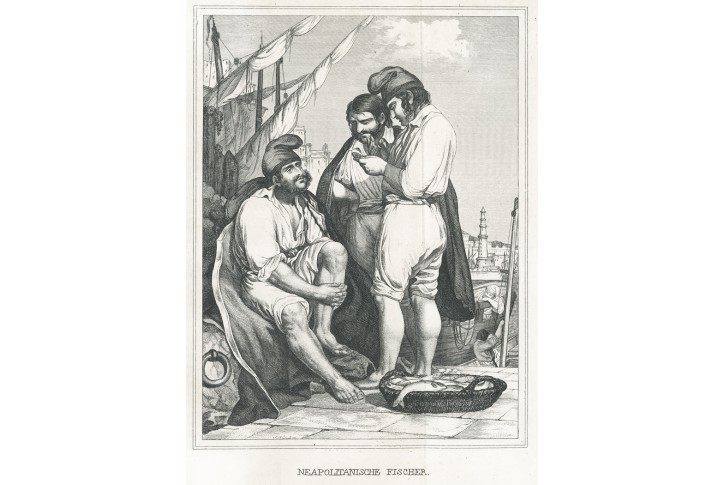 Rybáři Napoli , oceloryt, 1840