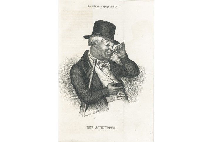 Šnupání tabáku , oceloryt, 1837