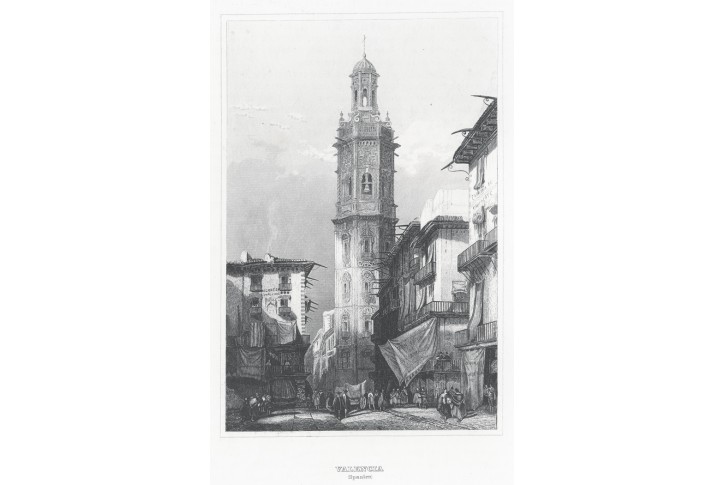 Valencia věž, Meyer, oceloryt, 1837