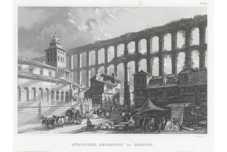 Segovia Aquadukt ,Meyer, oceloryt, 1850