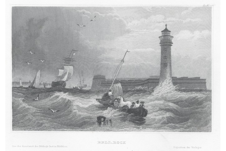 Bell Rock Skotsko , Meyer, oceloryt, 1850