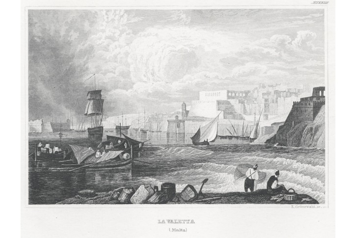 La Valetta - Malta, Meyer, oceloryt, 1850