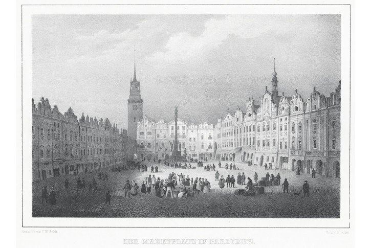 Pardubice náměstí, Semmler, litografie, 1845