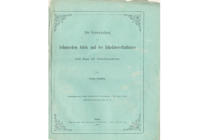 Gindely : Adels und der Inkolatsverhältnisse, 1886