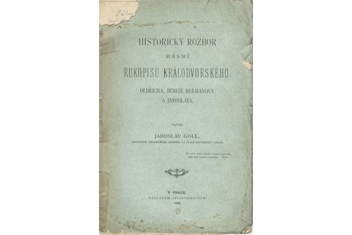 Goll : Rozbor básní Rukopisu Králodvorského, 1886