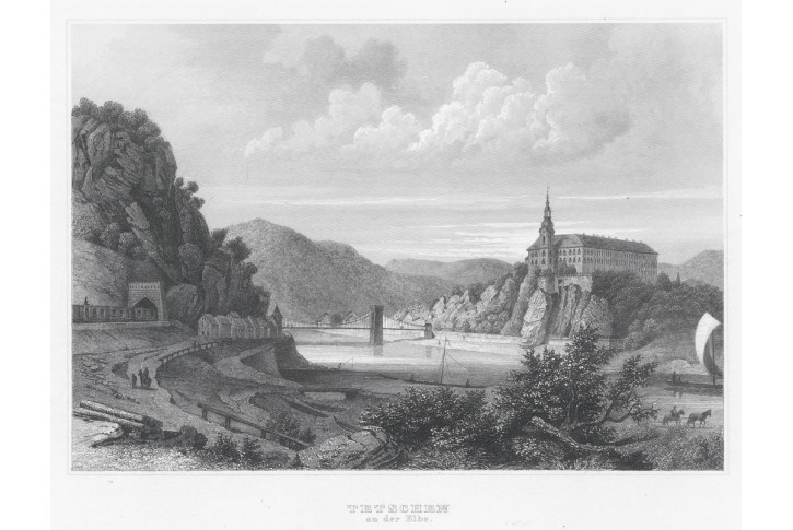 Děčín, Meyer, oceloryt, 1850