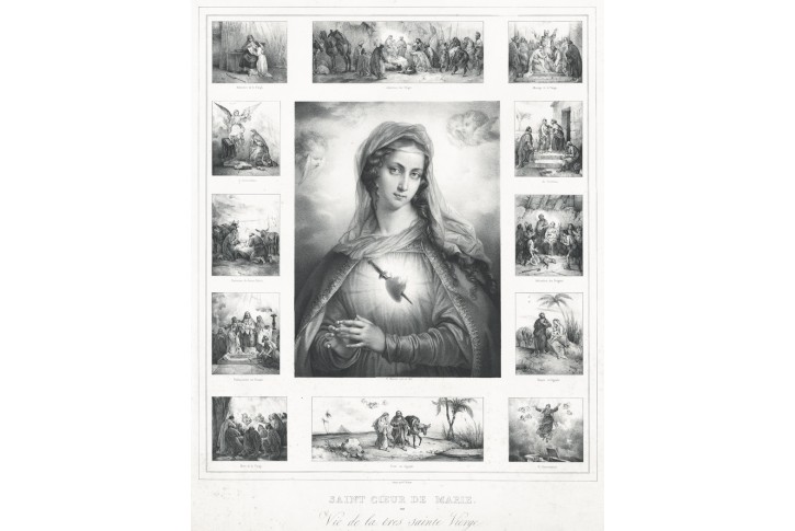 Srdce panny Marie, Litografie,  Lemercier, (1860)