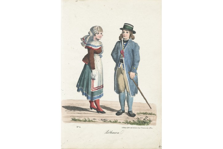 Kroj Čechy, Trentsensky, litografie, 1825