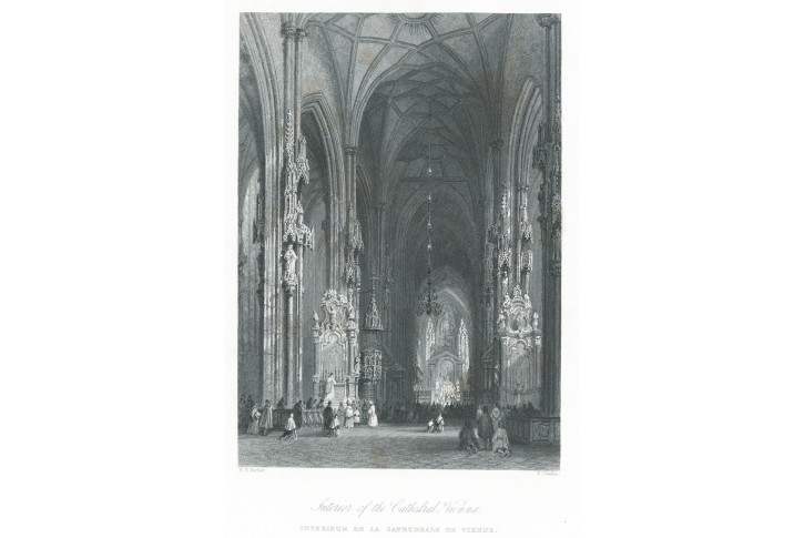 Wien Stephans Kirche interier,  oceloryt, (1850)