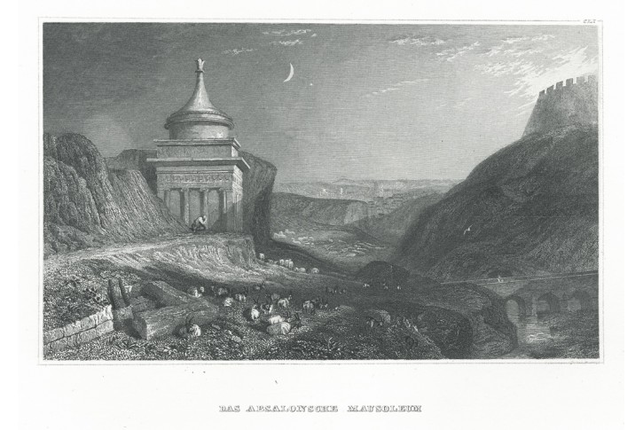 Jerusalem Absalon Mausoleum, Meyer, oceloryt, 1850