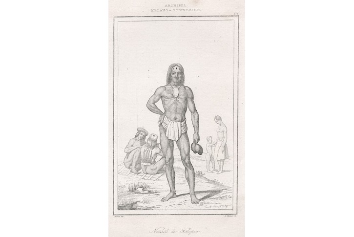 Tikopia  domorodec , Rienzi, oceloryt,1836