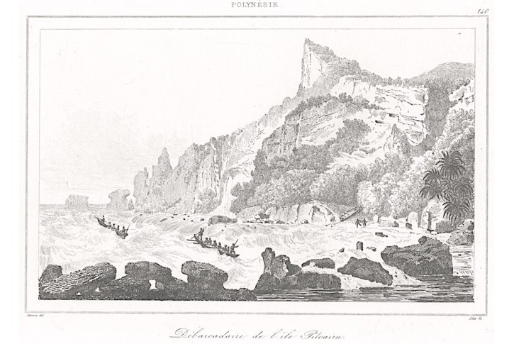 Pitcairnovy ostrovy, Rienzi, oceloryt,1836
