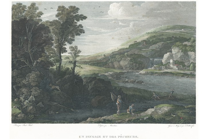 Krajina s rybáři, Duttenhofer,  mědiryt, (1820)