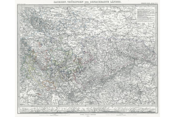 Čechy Sasko, Stieler,  oceloryt, 1874