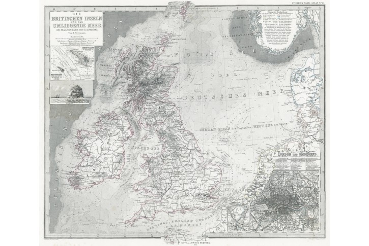 Británie ostrovy,  Stieler,  oceloryt, 1875