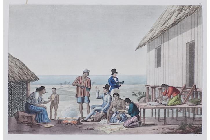 Filipíny , Agagna Guam, barevná akvatinta, 1820