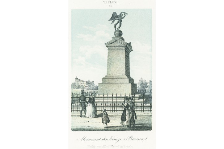 Teplice pomník Viléma III.,Täubert, litogr., 1850