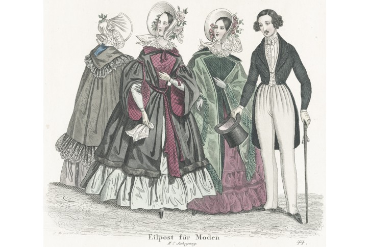 Moda 44., kolorovaný oceloryt, 1843