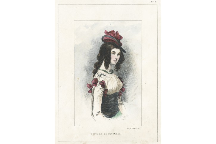 Moda, Aubert,  kolorovaná litografie, (1860)