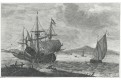 Loď přístav, mědiryt, 1765