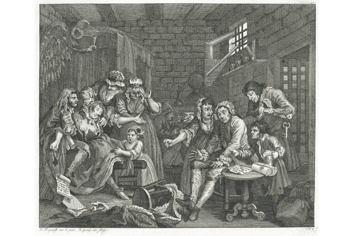 Vězení, Riepenhausen - Hogarth mědiryt, 1830