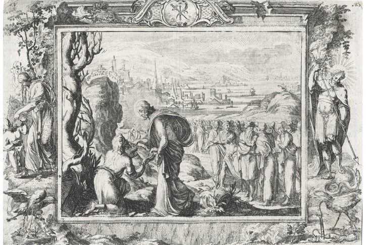 Rentz, Uzdravení hluchoněmého, mědiryt, 1733