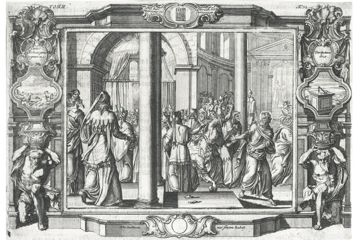 Rentz, Ježíš ohrožen kamenováním, mědiryt, 1733