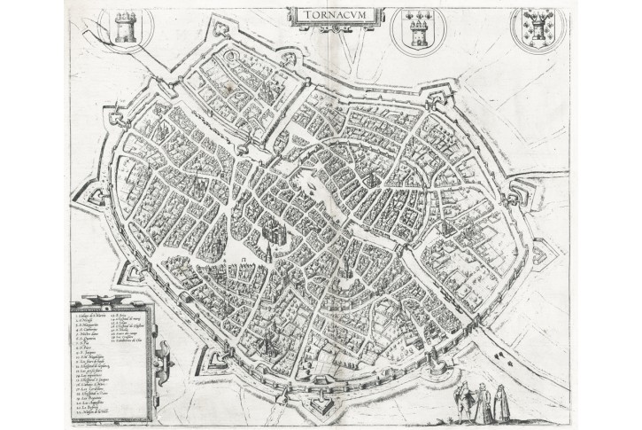 Tournai, Braun Hogenberg., mědiryt, 1588