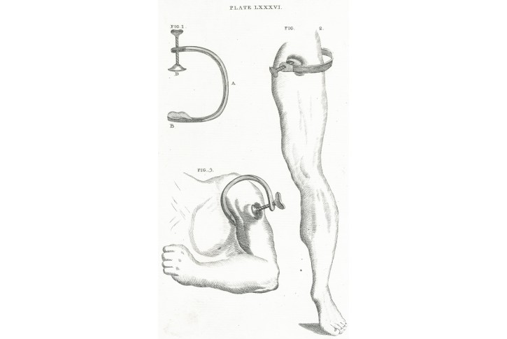 Chirurgie nástroje II., Bell,  mědiryt, 1786