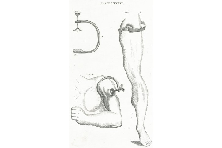 Chirurgie nástroje II., Bell,  mědiryt, 1786