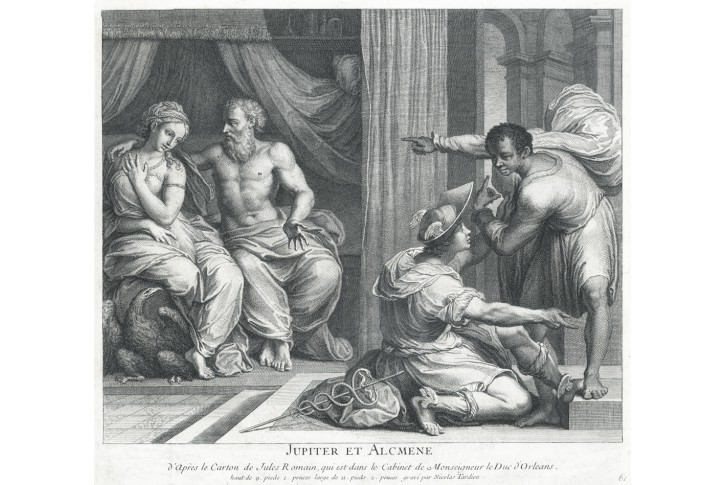 Jupiter a Alcmene, Tardieu, mědiryt , 1760