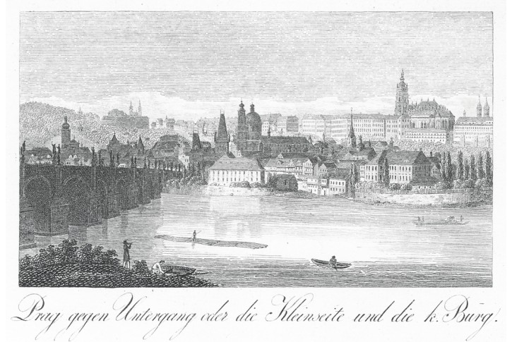 Praha od západu,  André, mědiryt, 1827
