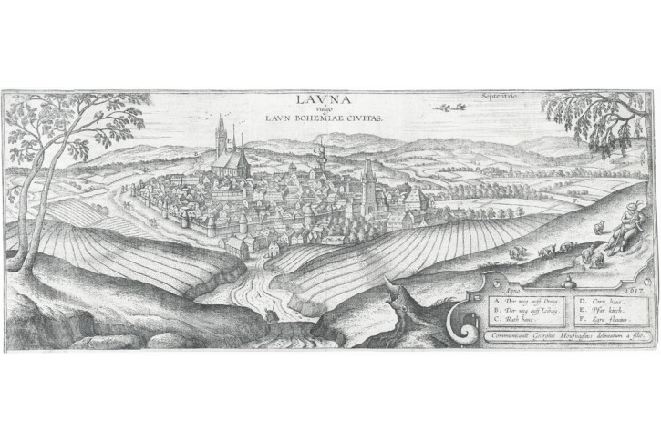 Louny, Braun Hogenberg, mědiryt 1617