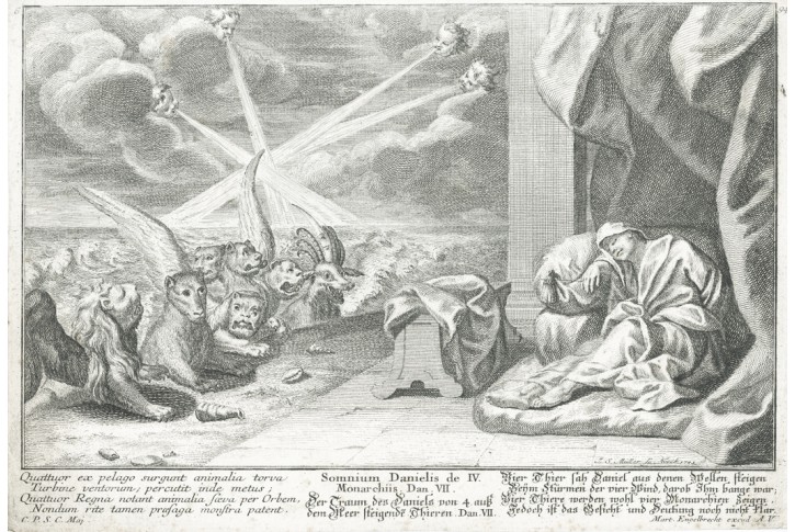 Daniel - apokalyptická zvířata, mědiryt, (1740))