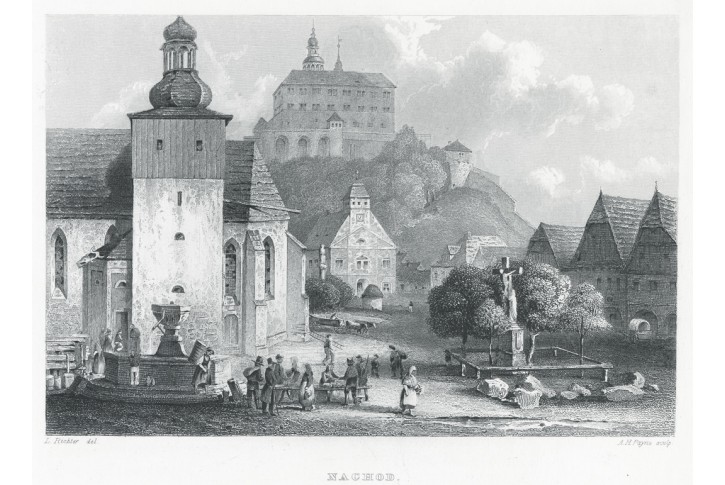Náchod , Herloss, oceloryt, 1841