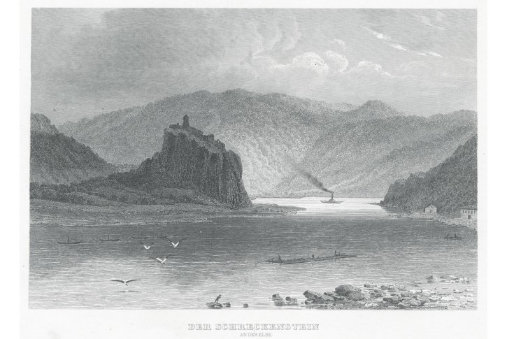 Střekov , Meyer, oceloryt, 1850