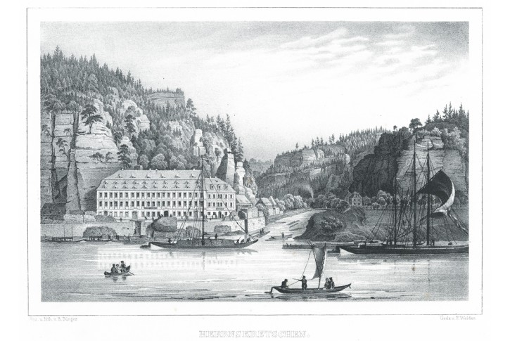 Hřensko , Semmler, litografie, 1845