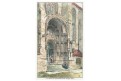 Praha Týn portál, kolor. litografie (1840)